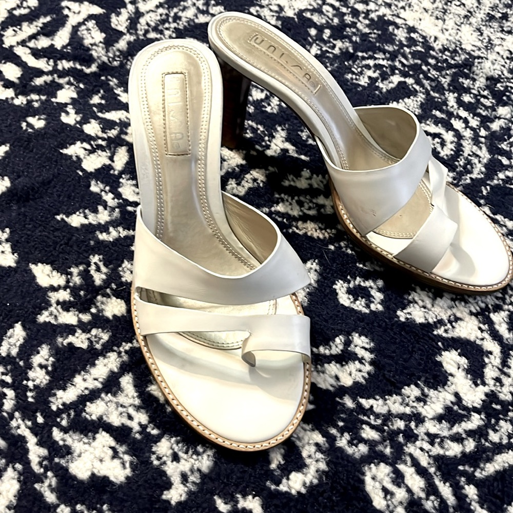 Unisa Cream Leather Strappy Heeled Slides